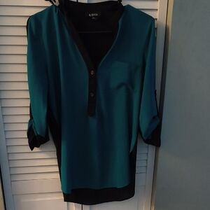 A. Byer Teal and Black Tunic